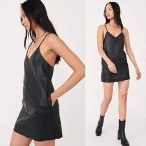 Free People Slip Into Something Faux Leather Dress